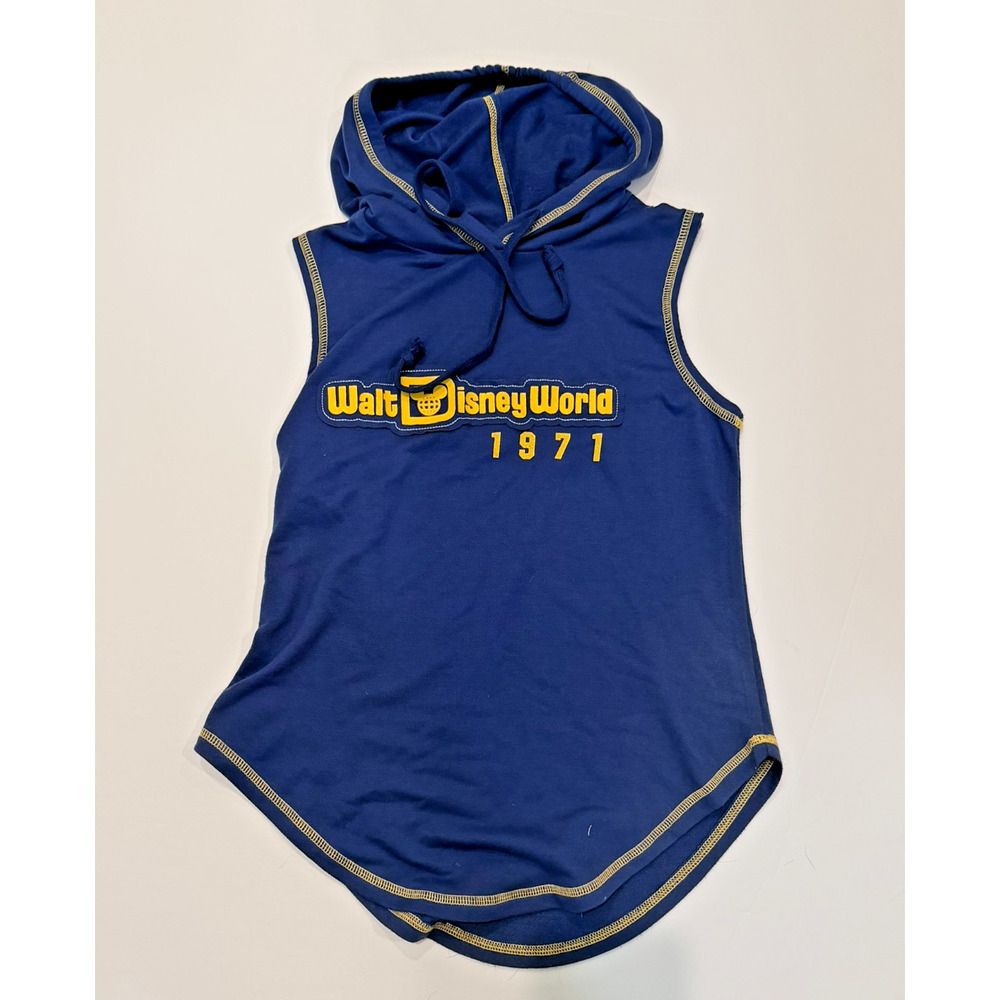 Disney Parks Walt Disney World 1971 Sleeveless Hoodie Women’s XS XCH Blue Mickey